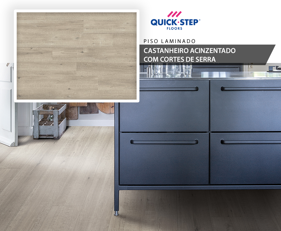 Pisos Laminados - Quick Step Eligna Wide - Castanheiro Acizentado com cortes de Serra